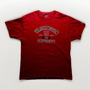Champion Washington University Dad T-Shirt Mens Large Red College Spellout Tee
